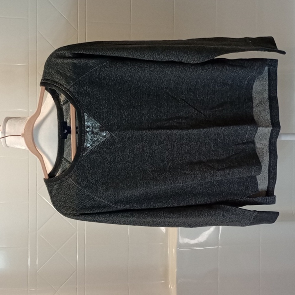 Gap Women's Dark Grey Lightweight Pullover Sweatshirt with Sequence Detail